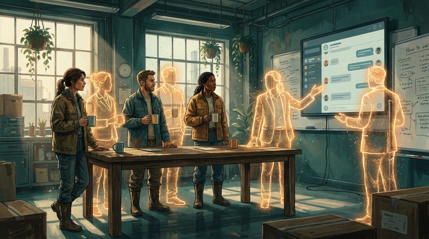 Hybrid team in a meeting: humans and synthetic colleagues